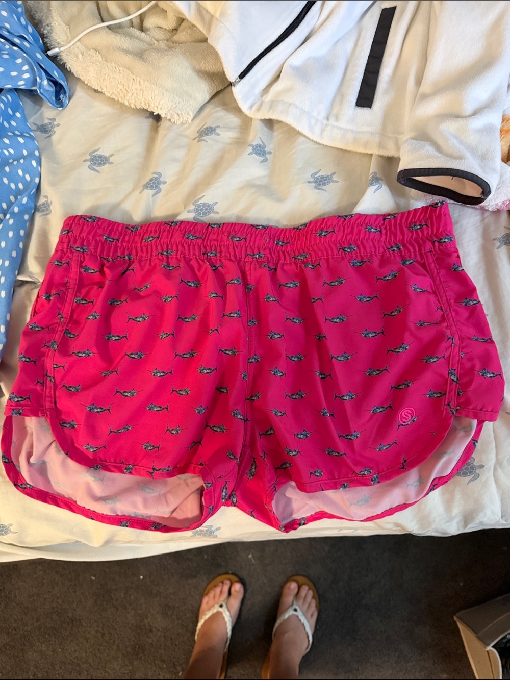 Women’s Pink fishing Shorts with Shark Print